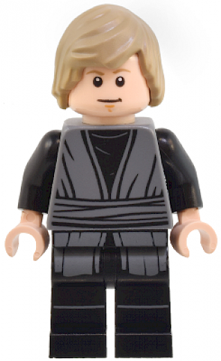 Luke Skywalker — Luke Skywalker - Dark Bluish Gray Jedi Robe, Printed Legs, Hair with Side Part
